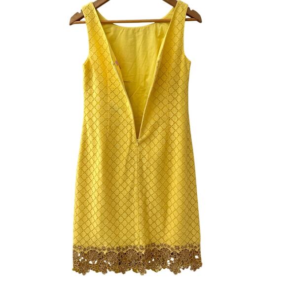 Lilly‎ Pulitzer Dawson Dress Starfruit Yellow Dot Dot Dot Lace Size 4 - Picture 5 of 9